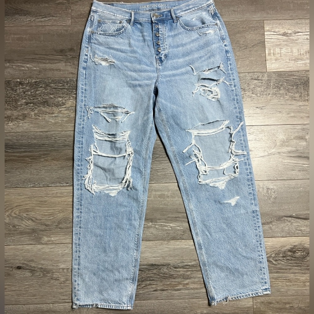 American Eagle 90s Boyfriend Distressed Jeans 14 X-Long